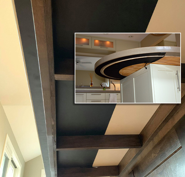 Stick-on countertop heater installed in kitchen island and bar
