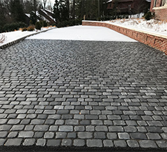 Radiant heated driveway installed
